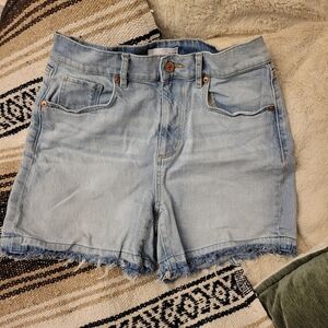 Loft 90s Short High Rise Jean Shorts Light Wash Raw Hem Women's